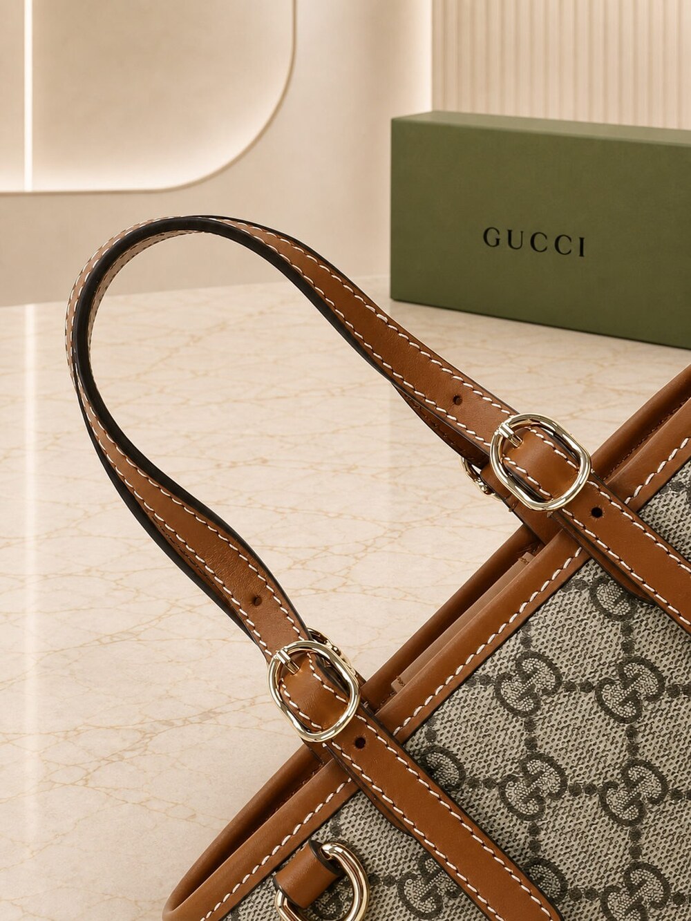 Gucci GG Supreme Canvas Mini Carryall in Beige Brown - Picture 7 of 9